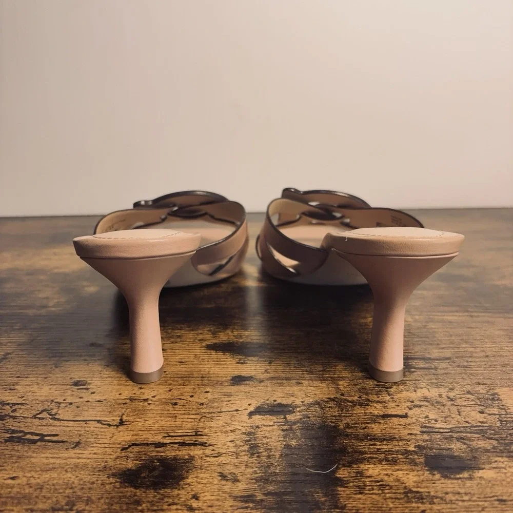 Coach Tillie Sandals Womens Sz 11B Tan Leather Signature "C" Kitten Heel - Picture 6 of 10